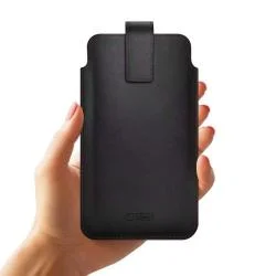 Husa universala pentru telefon Tech-Protect SM65, Piele ecologica, 6-6.9 inch, Negru