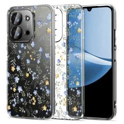 Carcasa Tech-Protect FlexAir Spring Flowers compatibila cu Xiaomi Redmi 15C 5G (171mm), Transparent