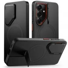Carcasa Tech-Protect Kevlar Aura cu MagSafe si Stand compatibila cu Samsung Galaxy S26, Negru / Portocaliu