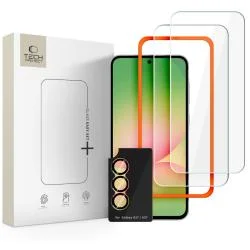 Set protectie 3in1 Tech-Protect Supreme Easy Set Plus, 2 folii sticla ecran + 1 folie sticla camera foto, compatibil cu Samsung Galaxy A57 5G, Transparent
