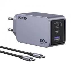 Incarcator retea Ugreen Nexode Pro, 100W, 2x USB-C, 1x USB-A, Fast Charging, Gri