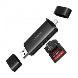 Cititor de carduri UGREEN CM803, 312 Mbps, 2TB, USB-C / USB-A, Spatiu de stocare 2 carduri de memorie, 2x SD, 1x microSD, Negru