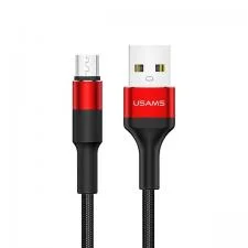 Cablu braided pentru incarcare si transfer de date USAMS U5, USB-A la MicroUSB, 2A, 1.2m, Rosu