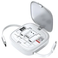 Cablu 3 in 1 pentru incarcare si transfer de date USAMSN US-SJ650, USB-A / USB-C / Lightning / MicroUSB, 60W, 2A, 480 Mbps, 1m, Silver