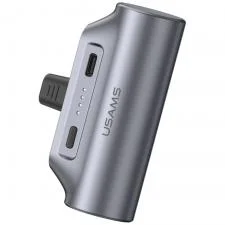 Baterie externa USAMS PB79 Mini Tail Plug, 3000mAh, 2A, 2x USB-C, Gri