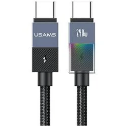 Cablu pentru incarcare si transfer de date USAMS SJ777, 2x USB-C, 240W, 5A, 480Mbps, 1.2m, Negru