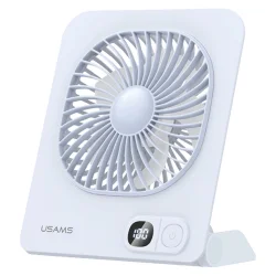 Ventilator pentru birou USAMS ZB363, 3 trepte viteza, Autonomie 6h, 2000mAh, Baza magnetica, Display LED, USB-C, Albastru