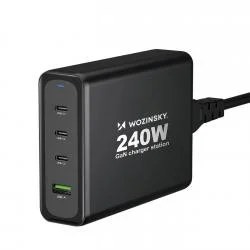 Incarcator retea Wozinsky WGCSB, USB si 3x USB-C, 240W, Negru