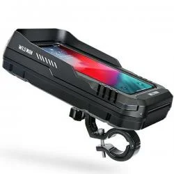 Suport telefon pentru bicicleta WildMan FK2, Waterproof, Montare pe ghidon, 197.6 x 105.6 x 51.49 mm, Negru